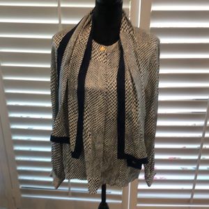 Jerri Sherman Collection silk blouse with scarf.
